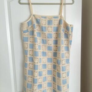 Blue and White Crochet Mini Dress